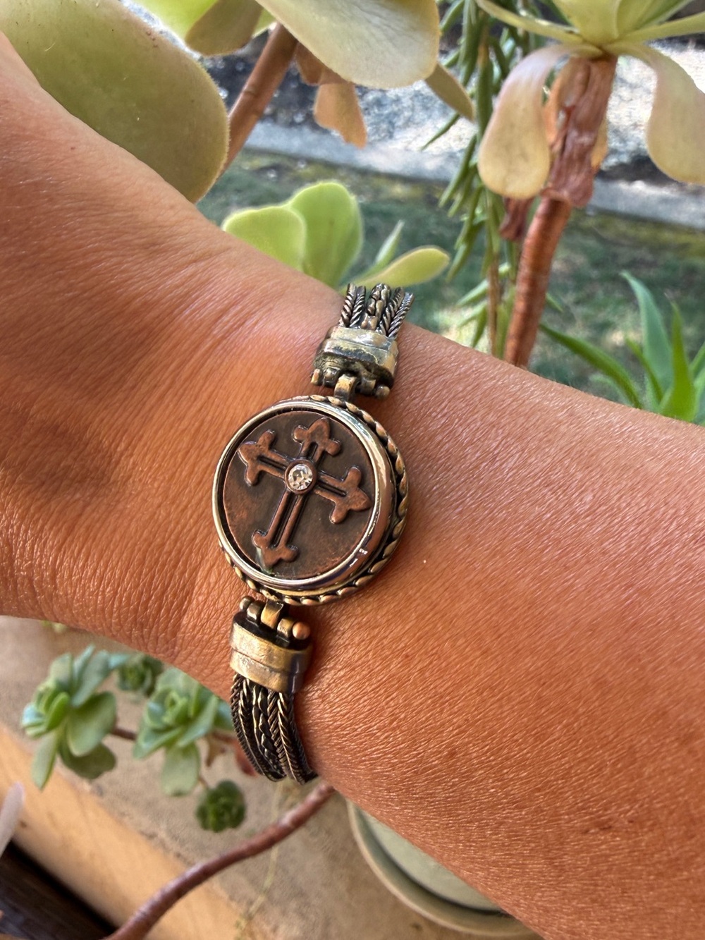 Gingersnaps Mixed Metal Bracelet with Removal Cross Charm